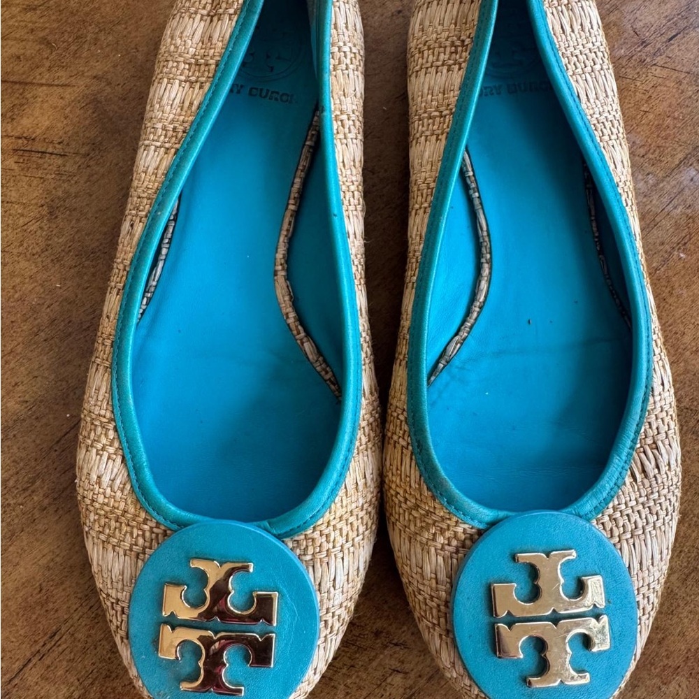 Tory Burch Tan and Blue Women's Flats